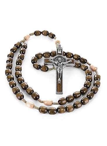 SANCTUM VERITAS Genuine Made in Italy Rosary Necklace Blessed by Pope Francis Saint Benedict Medal Cross perfect for car mirror Rosarios catolicos para hombre Patron of Students Christian Values4