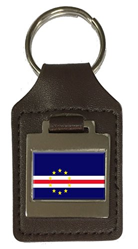 Porte-clés en cuir gravé drapeau du Cap-Vert, votre compagnon de voyage