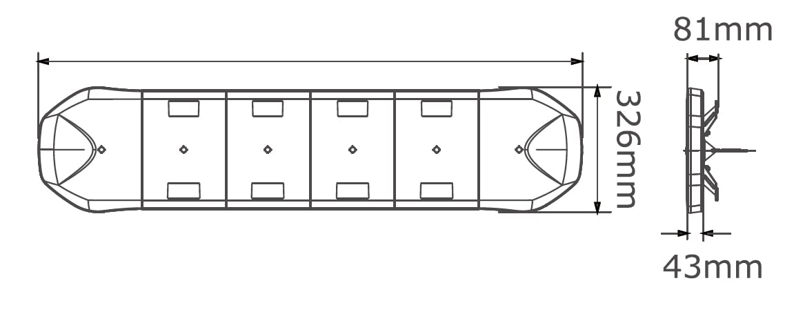 Ryme Automotive Puente de Iluminación LED HOMOLOGADO R65 Ámbar 980 mm. Emergencia Homologado Advertencia 10-30 V - 64W - 8 Funciones Barra Luz Emergencia Techo Vehículo