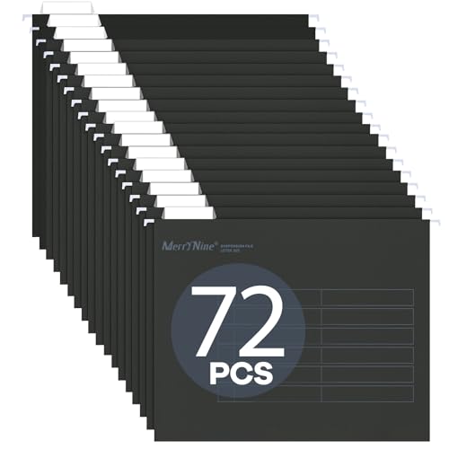 Dossiers suspendus noirs Merrynine format lettre pour armoire de bureau avec 72 inserts