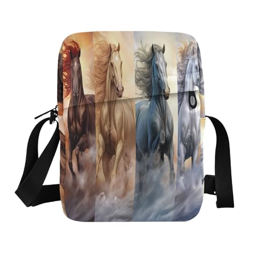 mens messenger bag crossbody Crossbody Bags For Women Women's Purse Adjustable Strap for Travel Travel- Horse Colorful