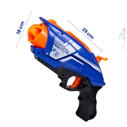 Gooyo GY7063 Non Battery Blaze Storm Toy Gun with 5 Foam Bullets & 5 Suction Dart Bullets for Kids | Fun Target Shooting Blaster Gun Toy | Blue Color, (Battery Not Required)