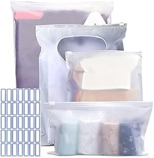 15pcs Travel Storage Bags, Frosted Resealable Bag Plastic Zip-Lock Seal Hospital Bag Organiser Pouches Waterproof Storage Bag Saving Space for Clothes, Shoes, Cosmetics4 Size