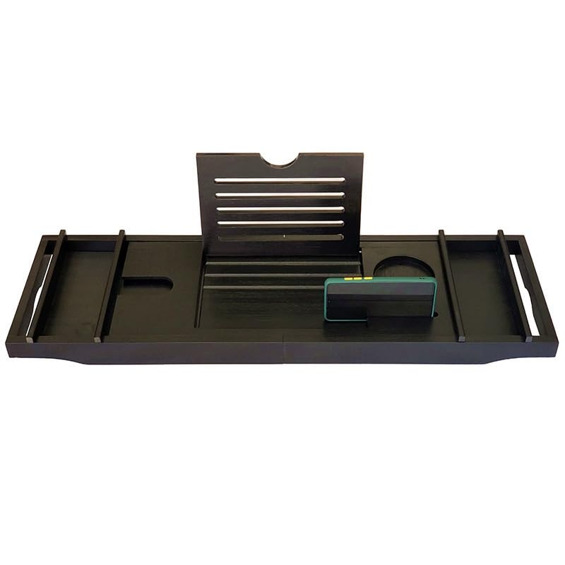 Plateau de bain noir pour regarder votre téléphone portable durant un moment détente