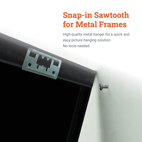 Image of Snap in Metal Frame Picture Hangers - 100 Pack - Picture Frame Back Clips Without Nails for Easy Light Duty Hanging
