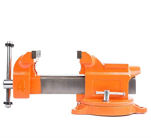 Forward 4-Inch Bench Vise Ductile Iron with Channel Steel and 360-Degree Swivel Base HY-30404-4In (4\") & Forward Soft Vise Jaws, 6\" Magnetic Multi-Purpose Jaw Pads Cover
