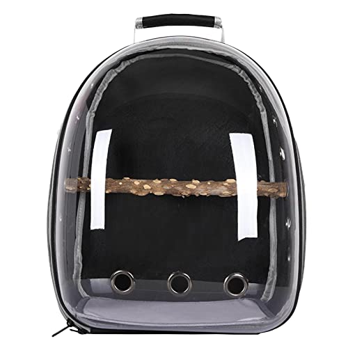 Mochila para mascotas negra para viajar con loros y aves cómodamente 8