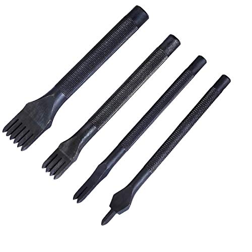 Jeu 4 poinçons cuir 4 mm ciselets noirs lacage