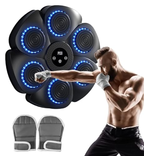 Music Boxing Machine with Boxing Gloves, Smart Bluetooth Boxing Equipment Wall Mounted Punching Pad with 9 Modes and 18 Speeds, Boxing Training Target Workout for Adults