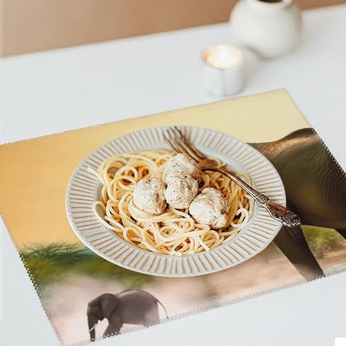 Set de table design éléphant d'Afrique en toile tissée imperméable de qualité - 7