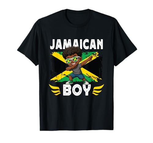 Proud Jamaican Boy Dab Pose Jamaican Son Guy Jamaica Flag Maglietta