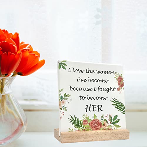 Urbcent Inspirational Desk Decor For Women Encouragement Quotes Gifts For Women Friends Motivational Signs Decorative 6"X6" Plaque Cheer Up Gifts For Girlfriend Wife #TOP6