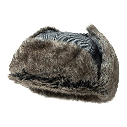 Comhats Winter Trapper Hat For Men Bomber Hunting Trooper Ushanka With Ear Flaps Faux Fur Grey Large #TOP4