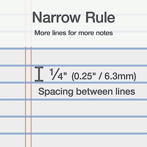 Oxford 5 x 8 Yasal Ped, 12'li Paket, Dar Çizgili, Beyaz Kağıt, Yazı Defteri Başına 50 Yaprak, ABD'de Üretilmiştir (74019) - Görsel 3