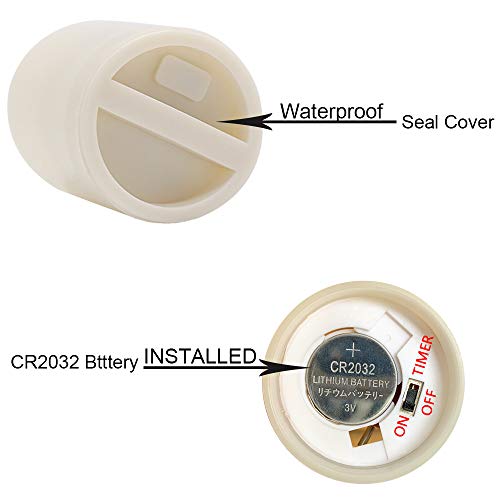 Image of GenSwin Waterproof Outdoor Flameless Candles Flickering with Timer, Battery Operated LED Pillar Votive Tealight Candles(Battery Include), Set of 12 Plastic Warm Light(White, 1.5 x 2 Inch)
