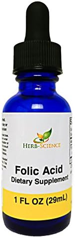 Herb-Science Liquid Vitamin B9 Folic Acid Supplements - VIT B Drops for Brain & Digestive Function, Liver Support - Gluten-Free, Non-GMO, Vegan - Nutritional Supplement for Adults - 1 fl. oz.