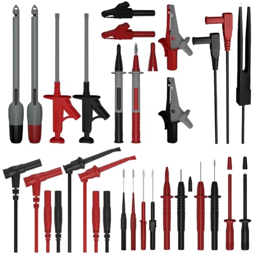 Multimeter-Zubehör-Set, 25-teilig, mit Krokodilklemmen, 4 mm Bananenstecker und Draht-Piercer, für