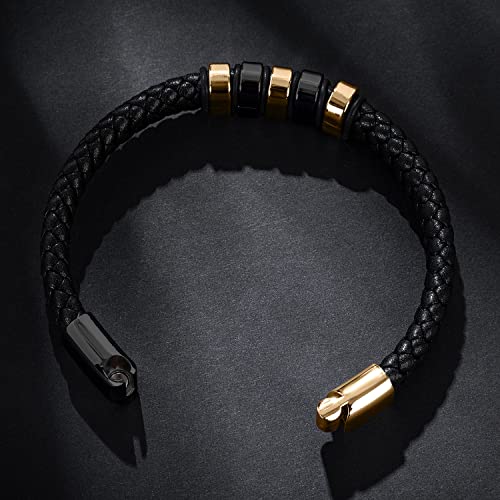 Pulsera de cuero trenzada para hombre con cierre acero miniatura 6