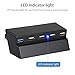 Linkstyle 5 Port USB 3.0 Hub, Black and Blue, Compact Design, Compatible with Laptop and Personal Computer