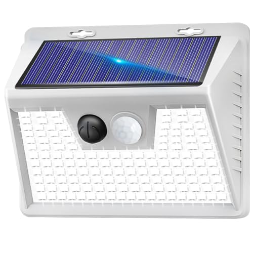 kolpop Solar Lights Outdoor 1 Pack, 140LED/3 Modes Motion Sensor Lights Solar Powered, Wireless IP65 Waterproof Solar Wall Lights Outdoor Lights, Bright for Deck Fence Patio Front Door, White Light