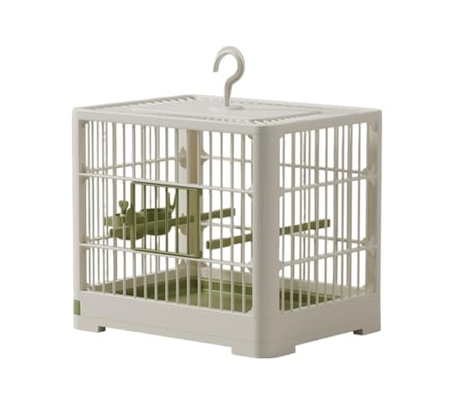 鳥キャリアケージ 旅行用 取り外し可能なトレイ フックハンドル 輸送用 鳥小屋 屋外用(White)