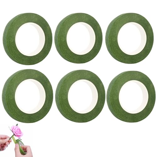 6 Rolls Green Floral Tapes,Bouquet Stem Wrapping Tape for Floral Crafts, Wedding Bouquet
