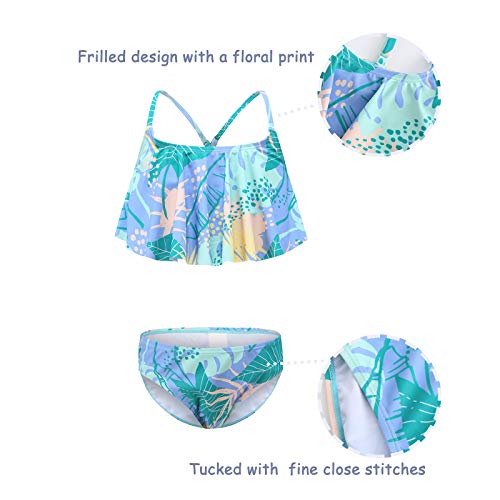 Image of Girls Two Piece Bikini Swimsuits Hawaiian Floral Bathing Suit for Kids Summer Beach Swimwear Set 3-16 Years