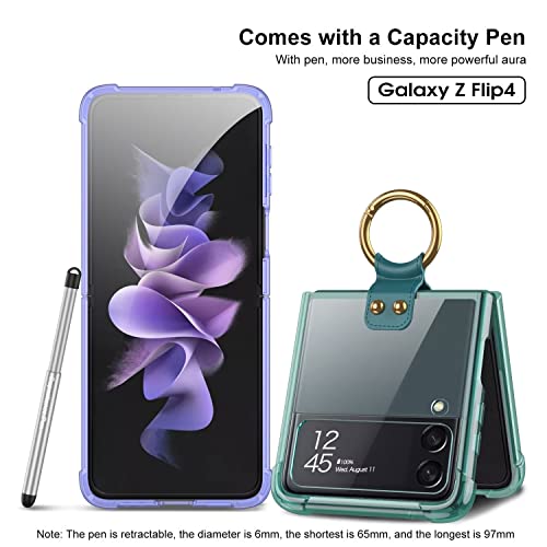 FTRONGRT Capa para Samsung Galaxy Z Flip 4 5G, PC rígido transparente, com caneta capacitiva, com su