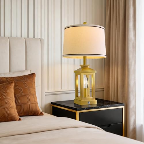 G-SAFAVA 24\" Table Lamps for Living Room Bedroom Modern Gold Bedside Lamps Set of 2 Nightstand Lamps for Night Stands 3 Way Dimmable Touch Lamp with USB C+A Ports and 2 Light Sources, 4 Bulbs Includes - Thumbnail 6
