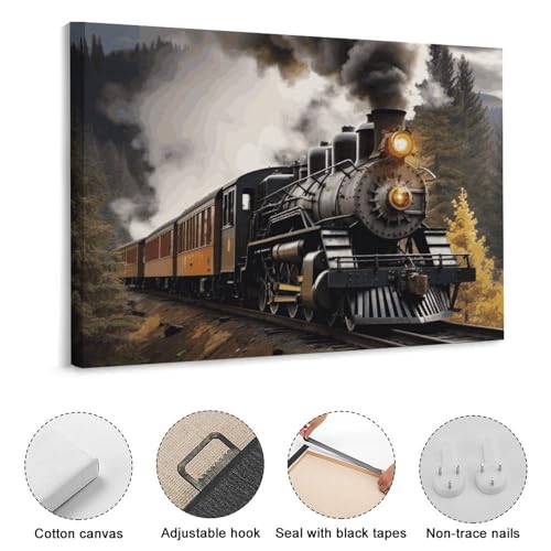 Toile train à vapeur de prestige | Décoration murale raffinée - 4