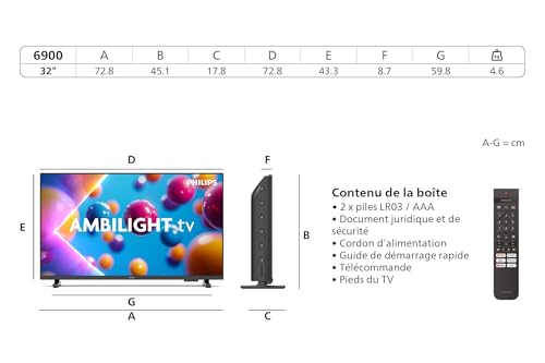 Philips LED Ambilight 32" 32PFS6900 FullHD Dolby Audio HDR10 Titan