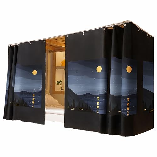 Mocarly Dorm Buttom Bunk Bed Curtain Tents Drapes Dustproof Blackout Underbed Cloth Bed Privacy Curtains 2 Panels (Moonnight 2 Panels, 45.3 x 78.7 in)