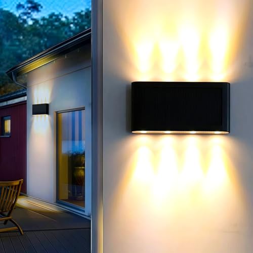 KelvinLux Solar Wall Lights Outdoor, 3000K Warm White, Waterproof, Stylish Mordern Lights, Bright...