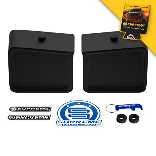 Supreme Suspensions - 4.5" Rear Lift Blocks Kit for 2001-2010 Chevy Silverado 1500HD 2500HD 3500HD 8-Lug 2WD/4WD - High-Strength Steel Tapered Blocks (9/16th Pin) - Can Cooler Included with Purchase
