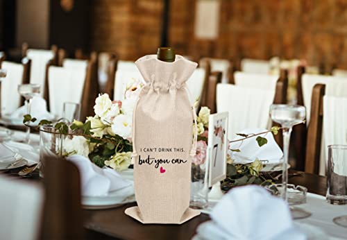 Image of Lesixur Pregnancy Announcement Wine Bags (1 Pack)- New Baby Announcement, Godmother, Godfather, Godparents, Grandparents, Aunt, Uncle Gift, Cotton linen Wine Gift Bag With Drawstring -A047