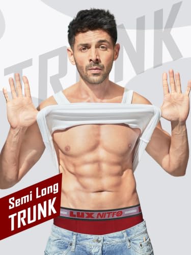 Image of Lux Nitro Men's Semi Long Trunk | 100% Cotton | Super Soft Waistband | Breathable & Comfortable Fit Pack of 4