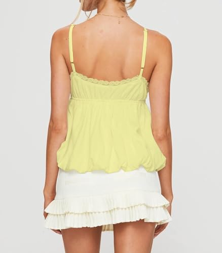 Women Lace Trim Ruffle Cami Vest Solid Color V Neck Sleeveless Shirts Tunic Crop Top Summer Casual Basic Tanks4