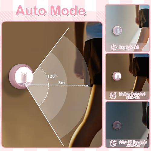 Image of Attivolife Cat Motion Sensor Night Light, Magnetic Rechargeable Locker Wall Lamp with Dimmable, Portable Warm White LED Bedroom Light, Cute Decor for Girl Bathroom Hallway Stair Kitchen Wardrobe