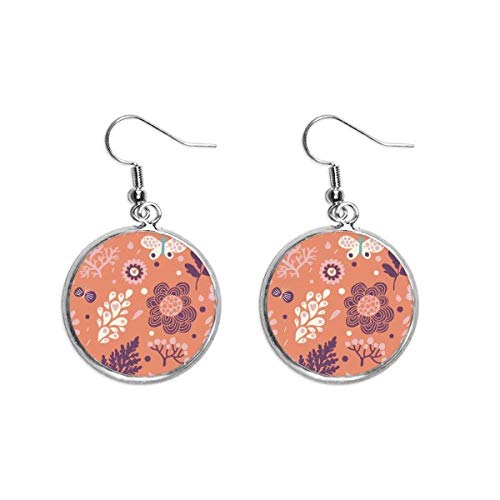 Pendiente de plata con flores de cerámica pintadas a mano de diseño exclusivo