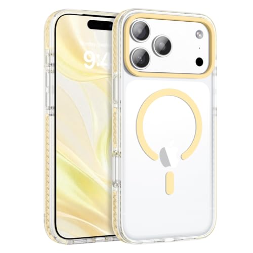 Coque iPhone 17 Pro Max antichoc jaune transparent MagSafe 17,5 cm