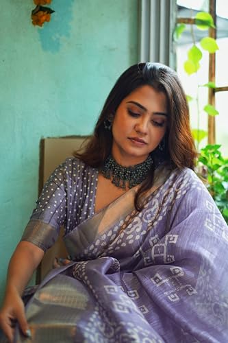 Image of MIRCHI FASHION Women Saree Cotton Silk Batik Block Printed | Breathable Office Wear and Regular Use Sari with Blouse Piece