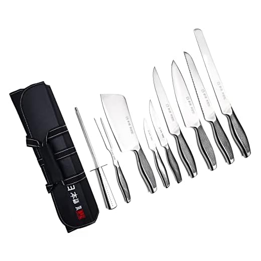 Ross Henery Professional 9 Piece Chef Knife Set, Japanese Style Kitchen Knives Includes Sharpening Steel in Canvas Carry Case