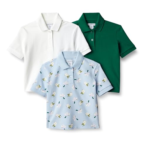 Amazon Essentials Toddlers and Baby Girls' Cotton Spandex Polo Shirt, Pack of 3 - Main Image