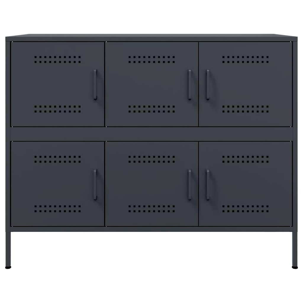 Credenza antracite, 100,5 x 39 x 79 cm, in acciaio