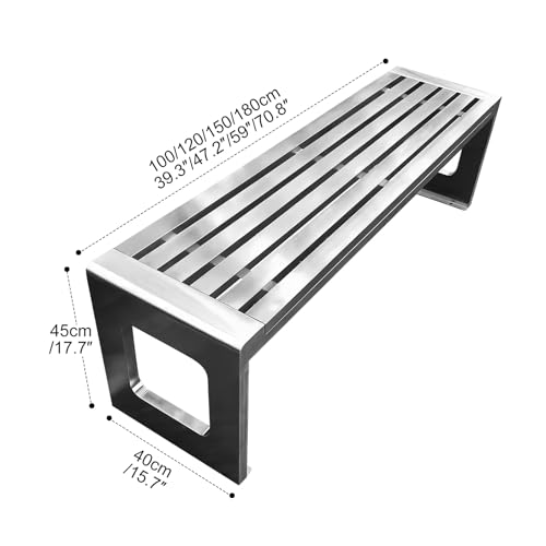 Banc de jardin extérieur 2 places en acier noir format compact 1m - 3