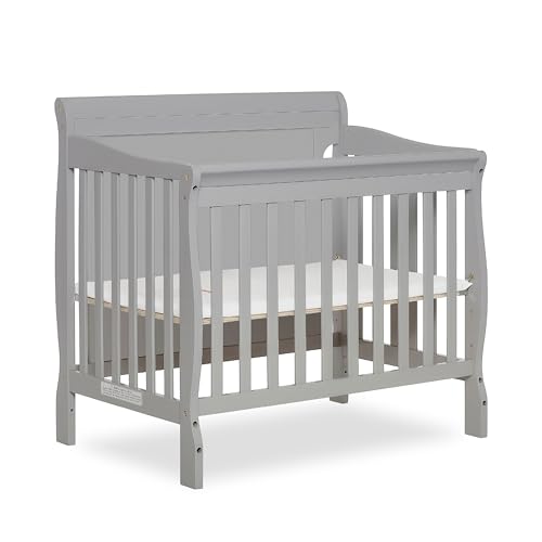 Image of Dream On Me Alice 3-in-1 Full Panel Convertible Mini Crib, Pebble Grey, Greenguard Gold Certified