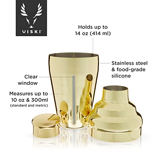 Coctelera dorada de 400 ml con vaso medidor y filtro para cócteles 3