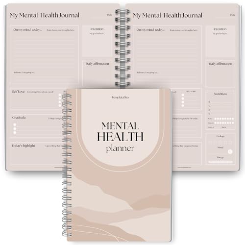 Mental Health Journal Planner | Daily Gratitude, Self Care, Intentions, Affirmations and Nutrition (Lux, A5 Ring Bound)
