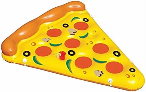 Automarketbiz 180CM Swimming Pool Water Toy Giant Yellow Inflatable Pizza Slice Floating Bed Raft Swimming Ring Air Mattress Pool Float