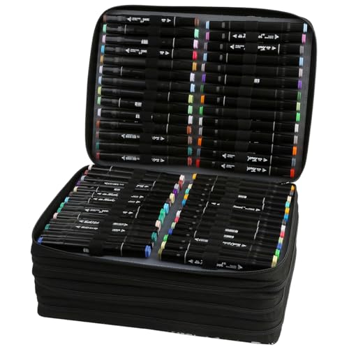 Image of Marker Pen Organizer Case 224 Slots w /Handle & Shoulder Strap